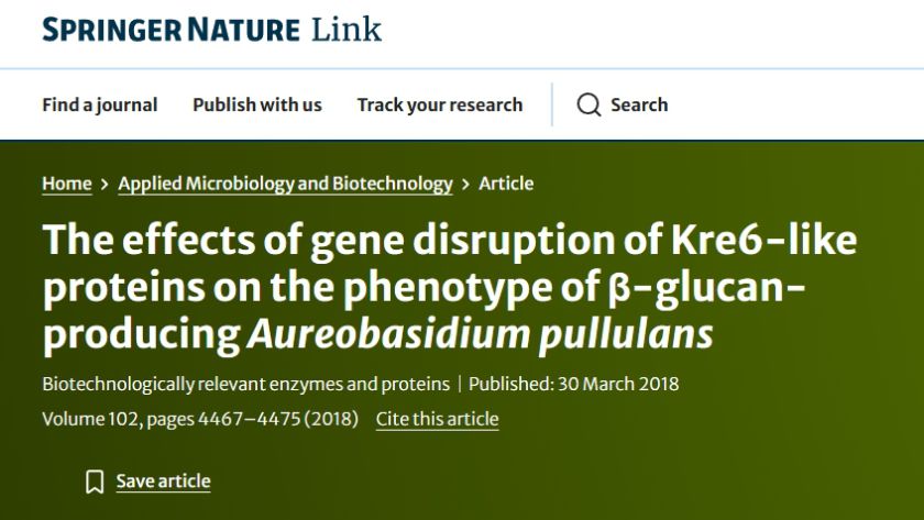 หน้าบทความวิจัยใน Springer Nature เกี่ยวกับโปรตีน Kre6-like ของ Aureobasidium pullulans