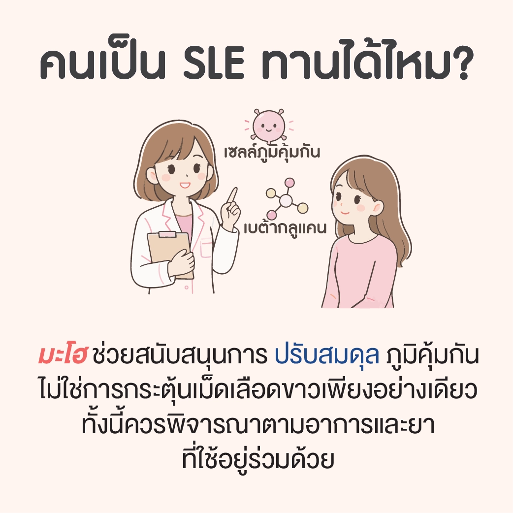 อินโฟกราฟิกคำถามเกี่ยวกับมะโฮสำหรับผู้มีภาวะ SLE